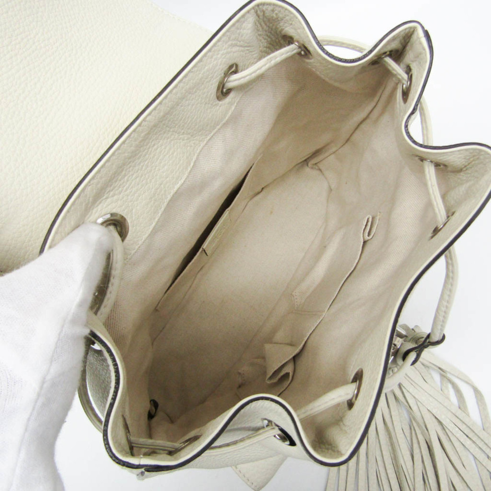 GUCCI White Leather Bamboo Backpack - Picture 3 of 16